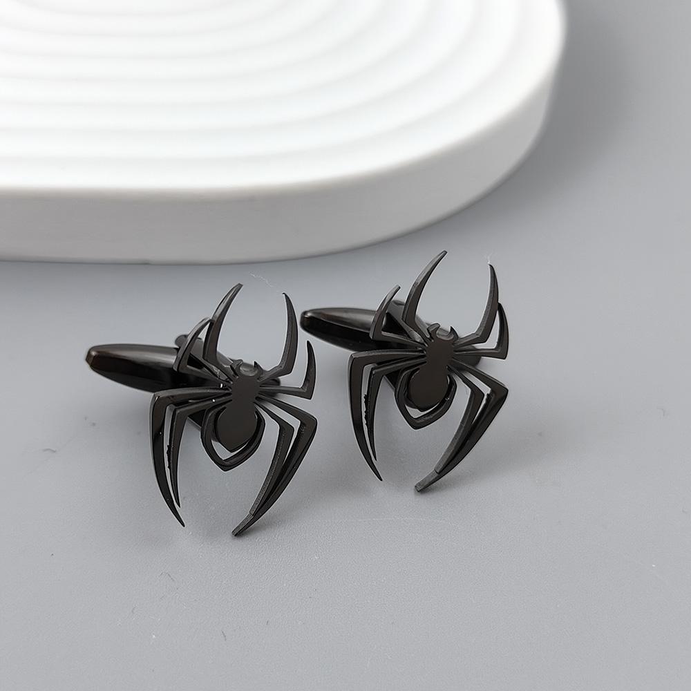 

Halloween spider gold-plated cufflinks, French shirt cuff accessories, black stainless steel suit dressing, formal matching чёрный