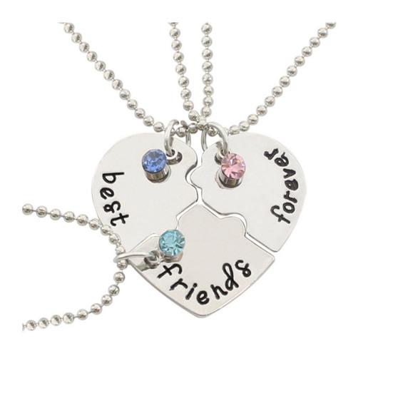 

1 комплект ожерелий «Лучшие друзья навсегда» с соединяющимися кулонами в виде сердец со стразами, ожерелья на тему дружбы, ожерелья «Любящее сердце», подарок для лучших подруг A