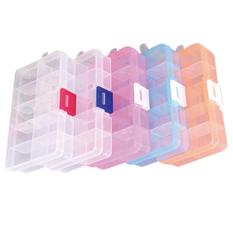 Plastic 10 Slots Adjustable Jewelry Storage Box Case Craft Organizer Beads