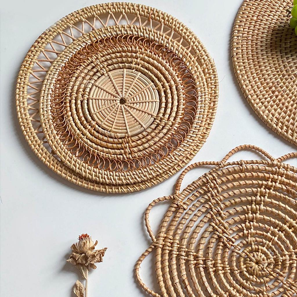 Hollowed Out Nordic Woven Wall Hanging Bamboo Woven Rattan Wall Basket Decor Delicate Workmanship Desktop Decoration