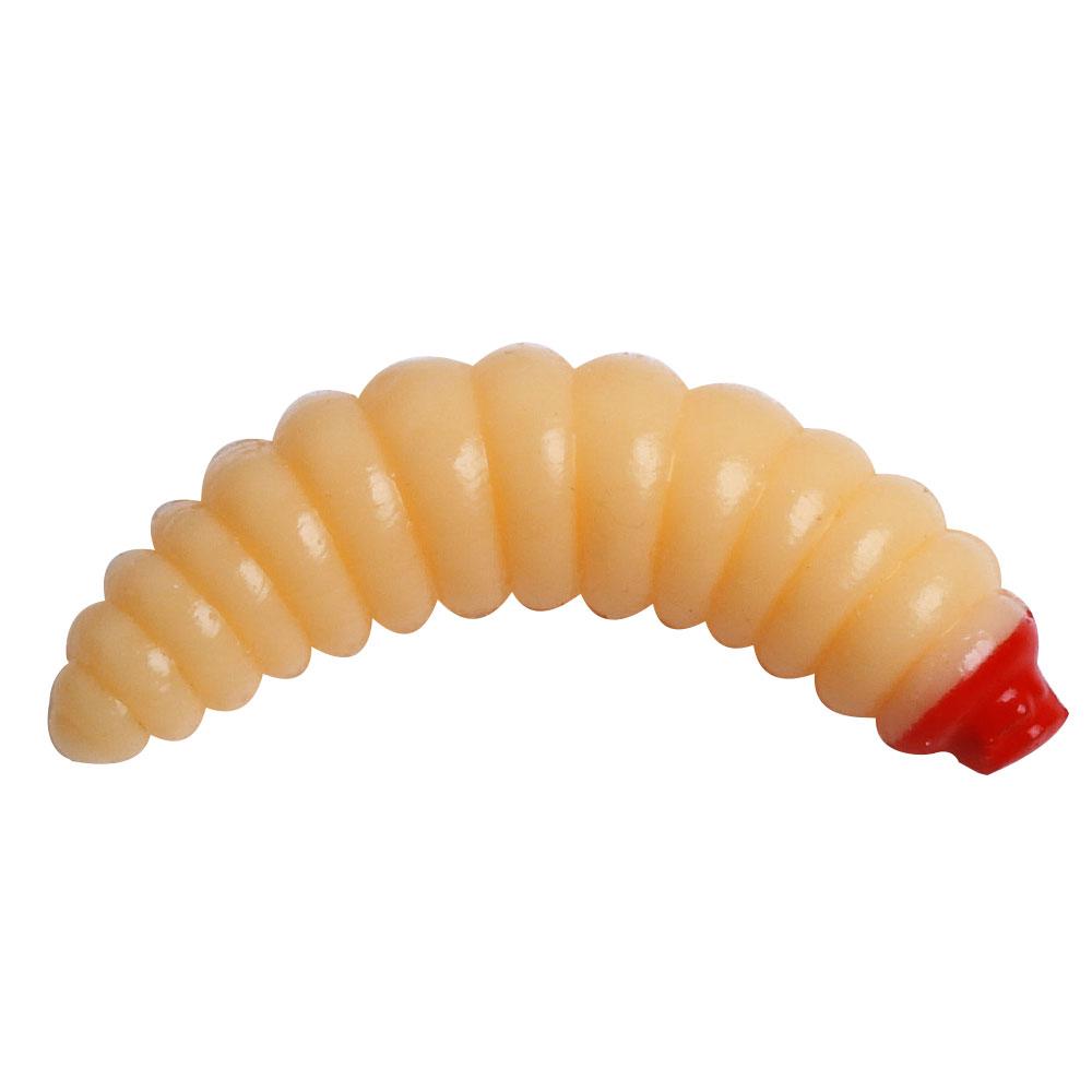 50pcs 2.4cm Maggot Grub Soft Lure Baits Smell Worms Glow Shrimps Pike bass carp Pesca isca artificial Fishing Lure fishing goods