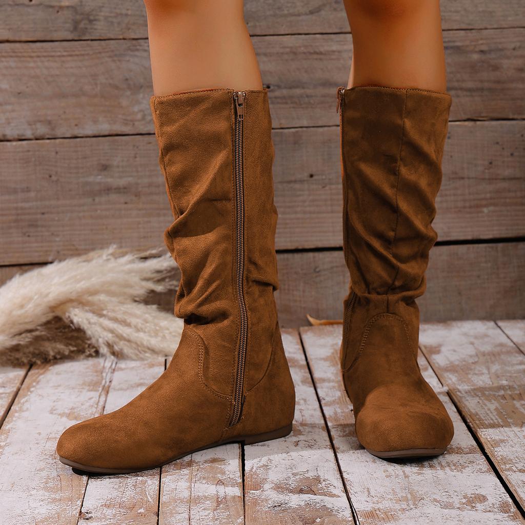 Women's plus-size high boots for women's new high-top low-heeled boots for autumn and winter 2025