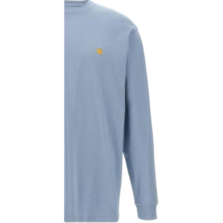 Carhartt WIP Besticktes Logo Unifarbener Rundhalsausschnitt Langarm-T-Shirt Herren Oberteile Blau I026392-2MY-XX