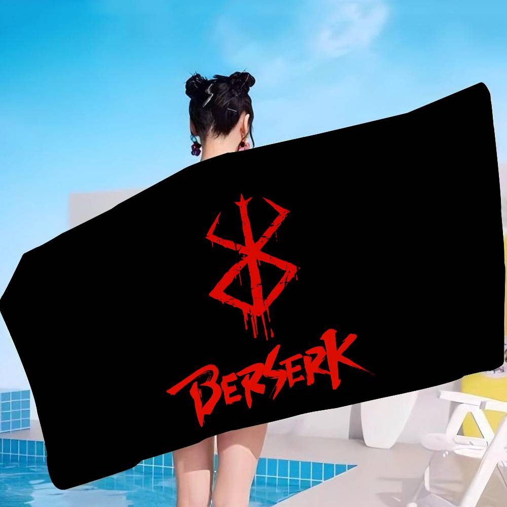 1pc Anime logo B-berserk Guts Microfiber Beach Towel Absorbent Quick dry Soft Yoga Swimming Resort Mountain Climbing Towel