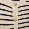 Spring 2025 Women's Round Neck Striped Knit Cardigan Sweater