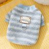 Pet clothes autumn and winter cat kittens keep warm two feet leather label stripes can be pulled down fleece dog cat clothing