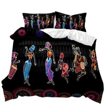 African Woman Duvet Cover Set African Stripe Twin Bedding Set Ethnic Afro Traditional Exotic Queen King Polyester Qulit Cover