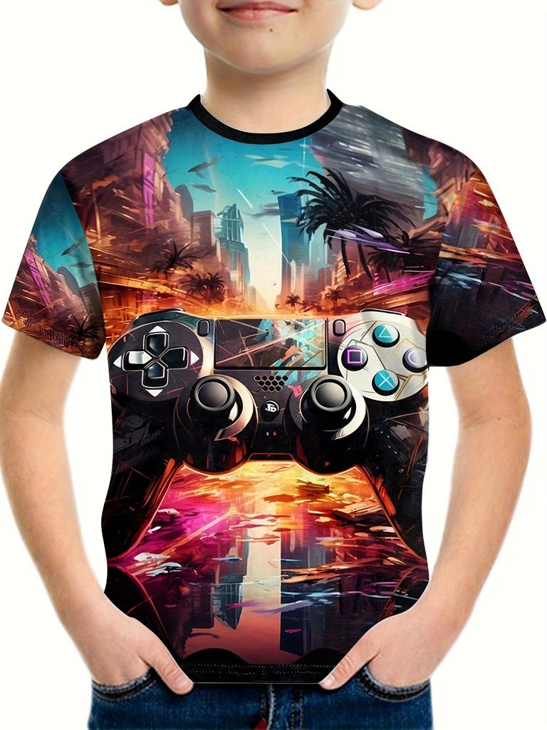 T-Shirts for Boys Short Sleeve 3D Gamepad Print Kids Summer Clothes Casual Fashion O-Neck Boys Tshirt Tops Children's Clothing