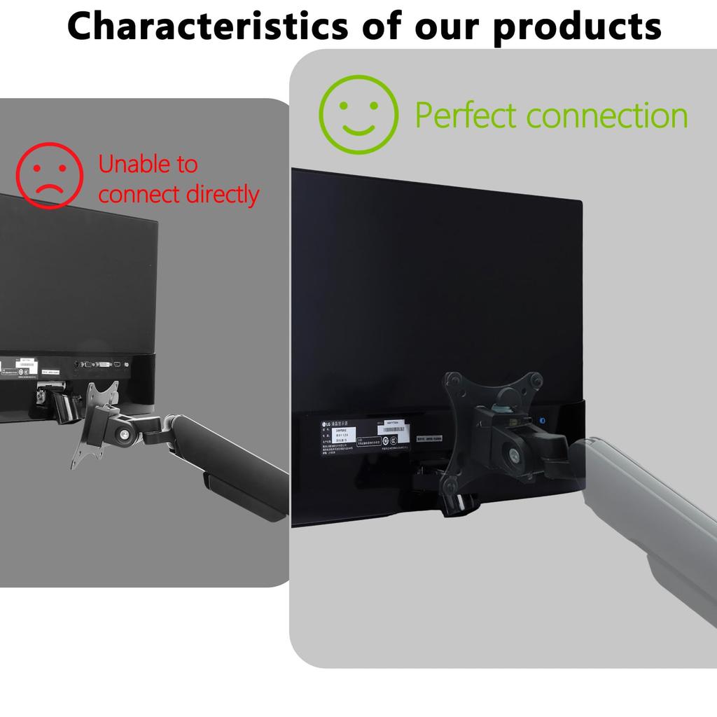 Yunquehe VESA Mount Adapter for LG Monitors Supports 75×75 and 100×100 mm Compatibility