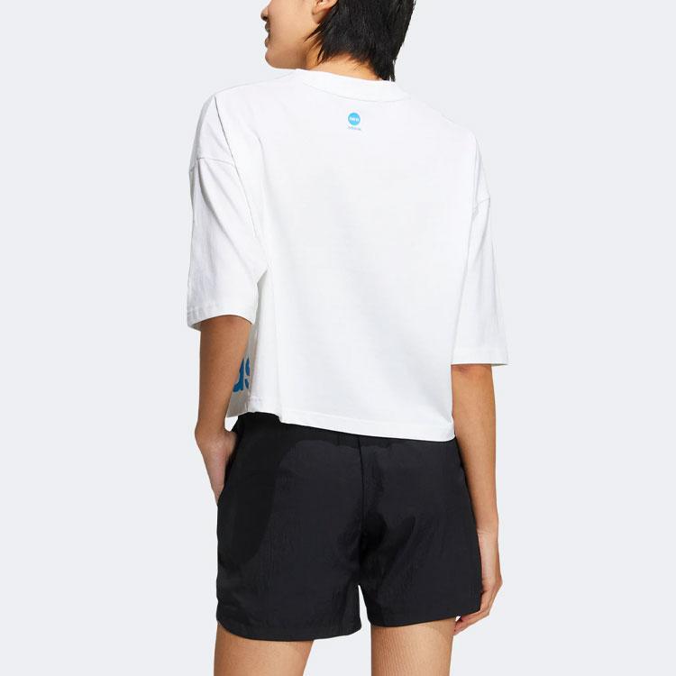 Adidas Neo Alphabet Logo Print Round Neck Half Sleeve T-Shirt Women Tops White HN6605