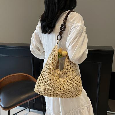 Summer Woven Bag Women's 2025 New Trendy Fashion Literary Tote Bag Large Capacity Straw Woven Bag Beach Bag Tide
