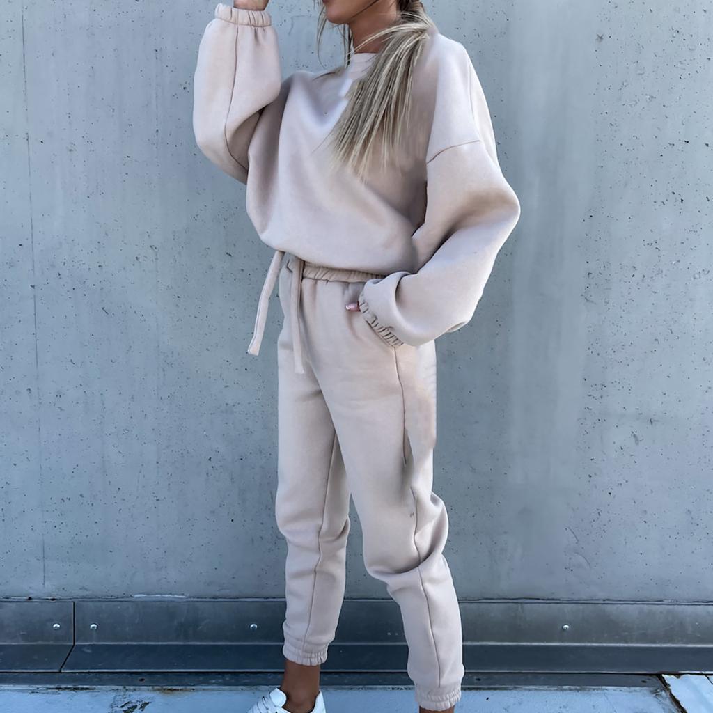 Women's Casual Sports Suit  And Winter Fashion Loose Long-Sleeved Sweater Two-Piece