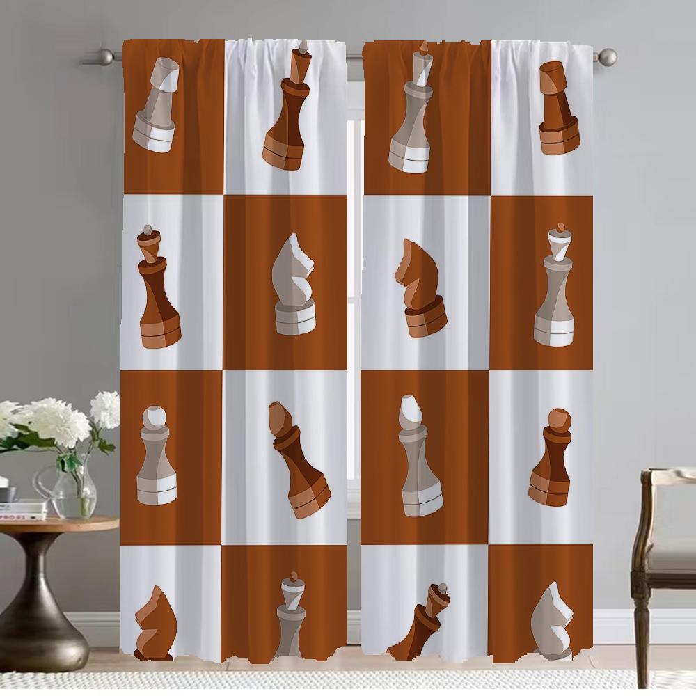Schach Heim Interieur Vorhänge 2 Stück Moderne Wohnzimmer Vorhänge für Kamera Tüll für Schlafzimmer Fenstervorhang Jalousien Trennwand
