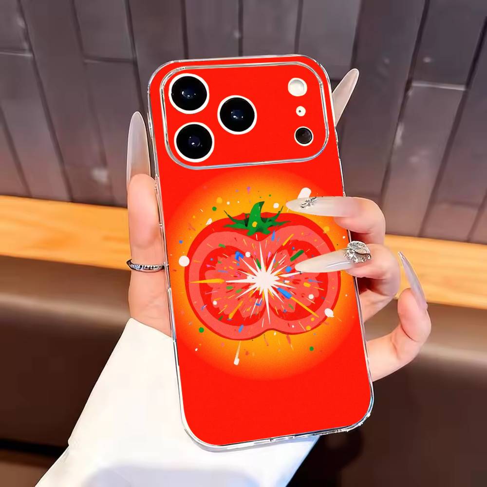 

Ins cute Tomatoes Phone Case For iPhone17,16,15,14,13,12,11 Plus,Pro Max Soft Transparent Cover iPhone15