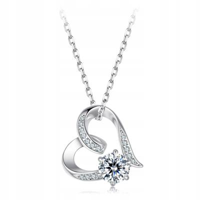 Chain 925 Sterling Heart Moissanite Crystal Necklace Love