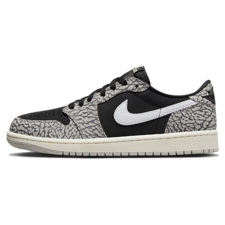 Air Jordan 1 Retro Low OG GS Black Cement Kids Sneakers Muslin Tech-Grey White CZ0858-001