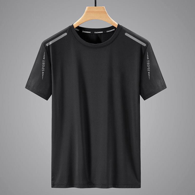 Men's Korean Style Ice Silk Quick-Dry Short Sleeve T-Shirt - Comfortable, Versatile, Casual, Loose Fit, Plus Size, Breathable, Trendy Summer Wear.
