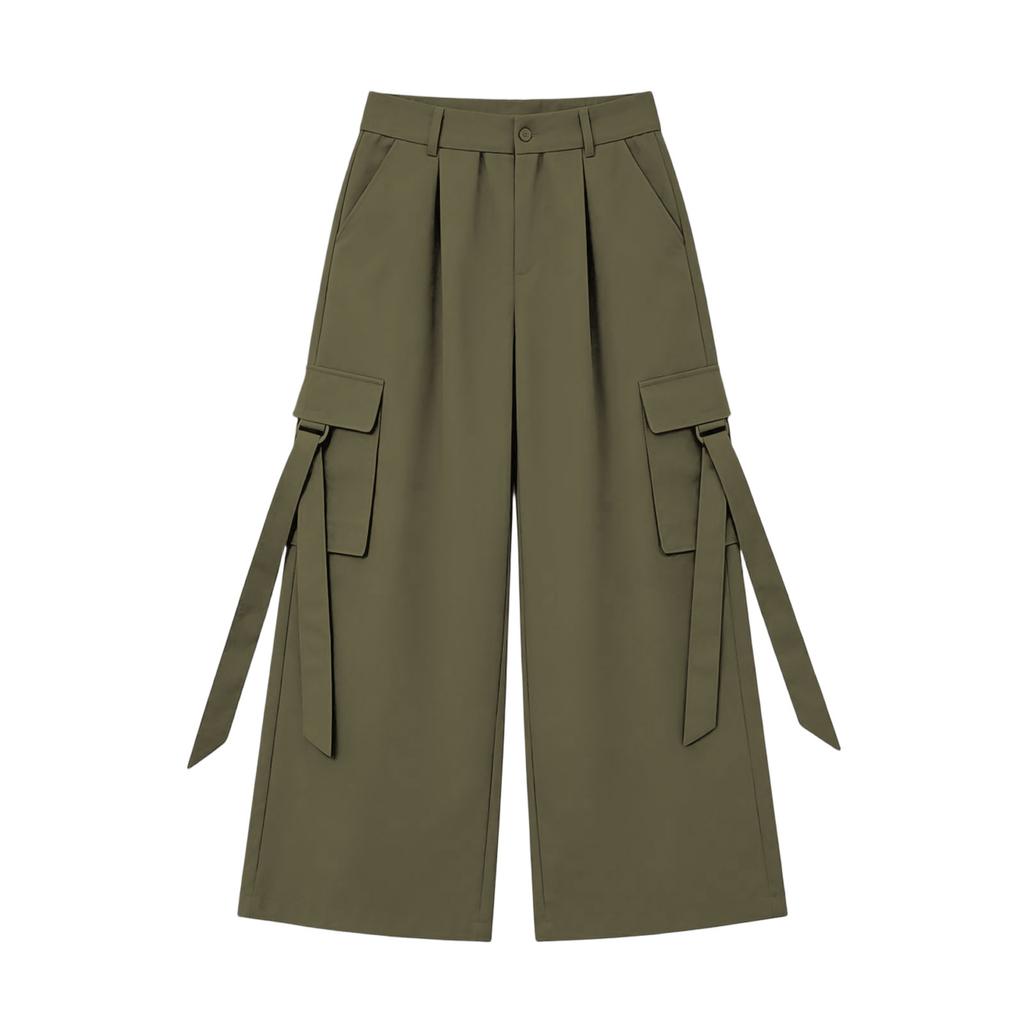 Women High Waist Wide Leg Cargo Pants with Pockets Casual Loose Fit Utility Trousers for Everyday Wear