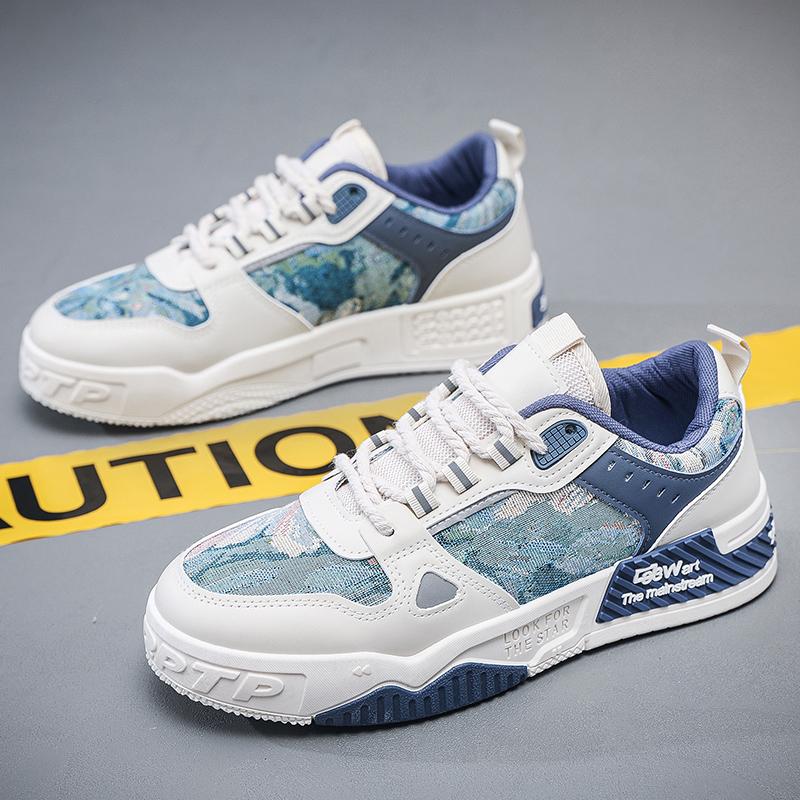 

Мужская повседневная обувь 2025 года, кроссовки цвета леса, мужская мода, легкие кроссовки для скейтбординга на шнуровке, дизайнерская обувь 39 синий