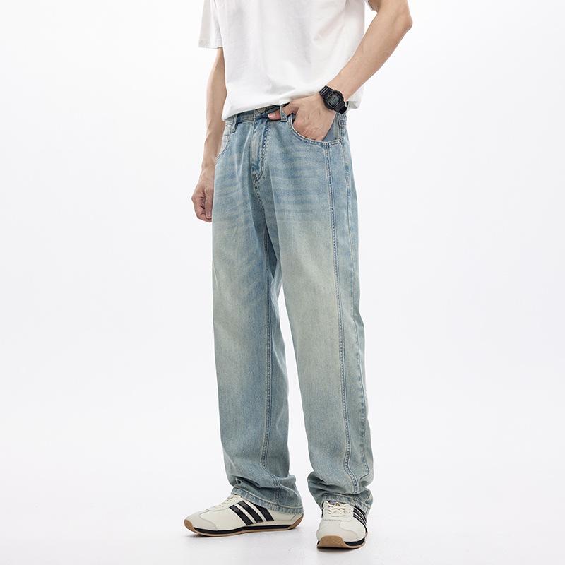 Light Blue Commuter Thin Summer New High Street Lyocell Tencel Loose Straight Casual Jeans Men Are Handsome