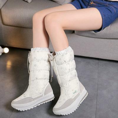 Schneestiefel Damen Winterstiefel Hoher Plüsch Warme Schuhe Plus Size Mädchen Weiße Reißverschlussschuhe Weiblich