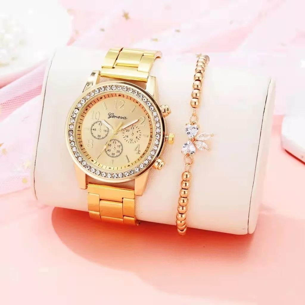 New Fashion Women Diamond Rose Gold Watch Luxury Reloj Mujer Wristwatch Female Casual Stainless Steel Quartz Watches Clock
