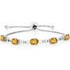 Gem Stone King 3-6 Cttw Gemstone Birthstone and Accent Lab Grown Diamond Tennis Bracelet For Women | 925 Sterling Silver | 7X5MM Oval | Adjustable