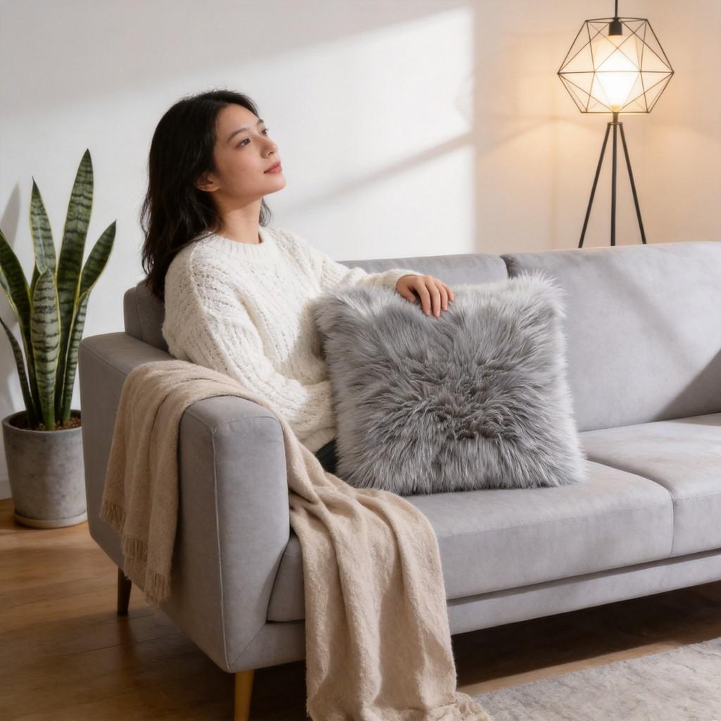 Modern Minimalist Plush Pillow Cover With Velvet Fabric For Living Room Decor