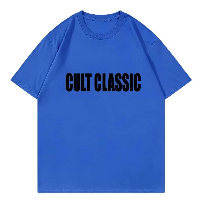 Cult Classic Vintage Black and White Bold Letter Printed High Street T-Shirt Cotton Graphic Tee Unisex Unisex Summer Streetwear