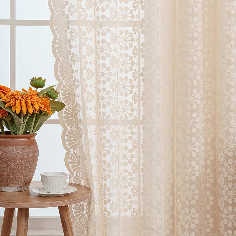 Simple Light Luxury Perforated Curtain Products Bedroom Bay Window Door Curtain Screen Curtain Bedroom Kitchen French Curtain Polyester