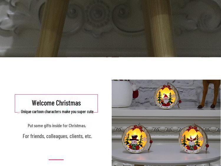 Wooden Luminous Christmas Ornaments: Star, Santa, Snowman, Deer Scene Pendants