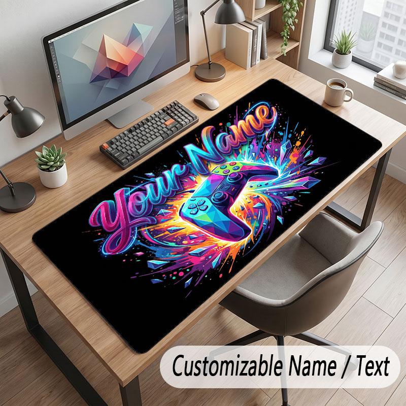 Game Controller Theme Customized Mouse Pad Personalized Print Name Text Desk Mat For Home Office Table Decor