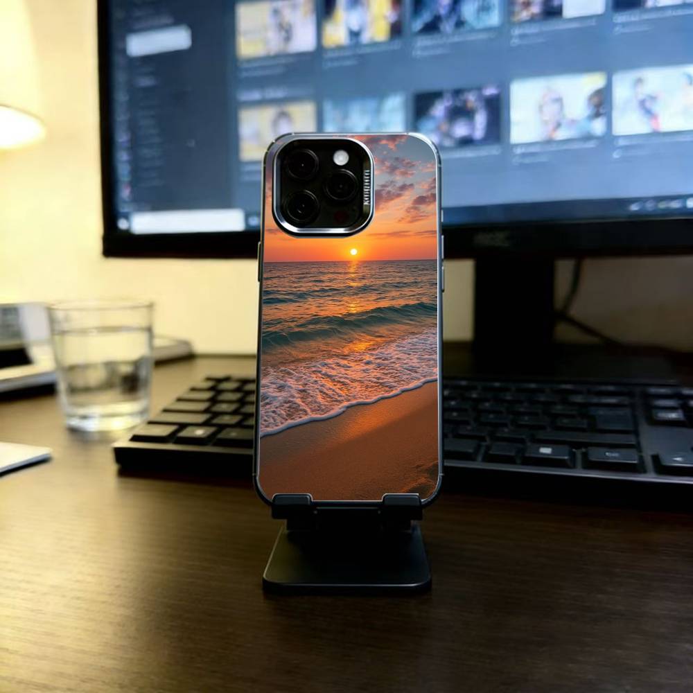 Beach Phone Case For iPhone 17,16,15,14,13,12,11 Plus,Pro Max,XS,Colorful Silver Black Cover
