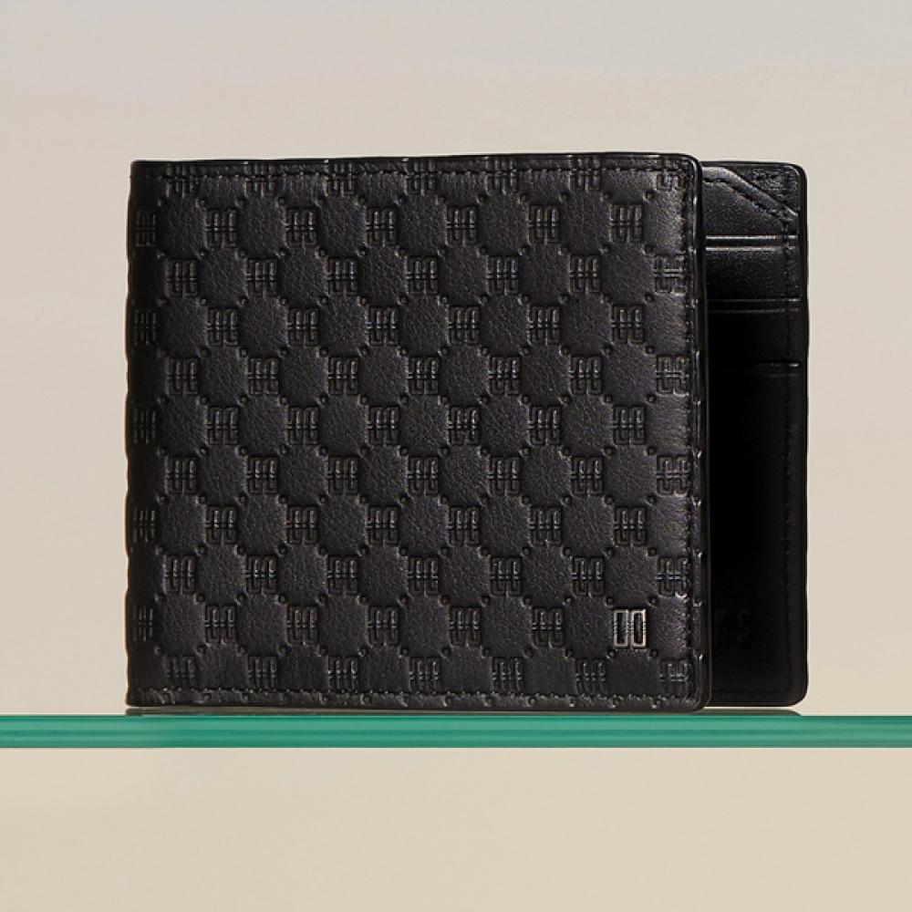 Daks Black Cowhide Wallet With Embossed Pattern Dbwa3e374bk
