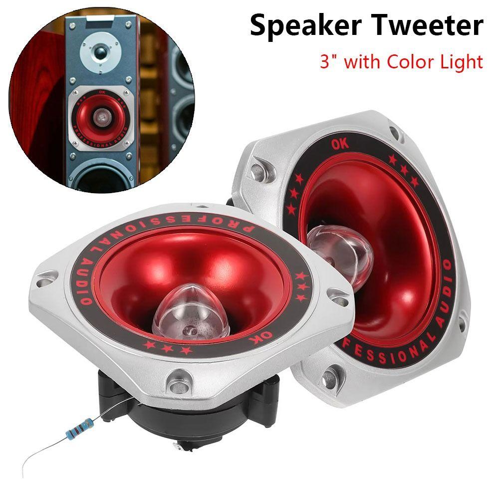 1/2Pcs Durable with Color Light Speaker Tweeter 100W 3" Piezo Tweeters Horn Piezoelectric Speaker Buzzer for Head