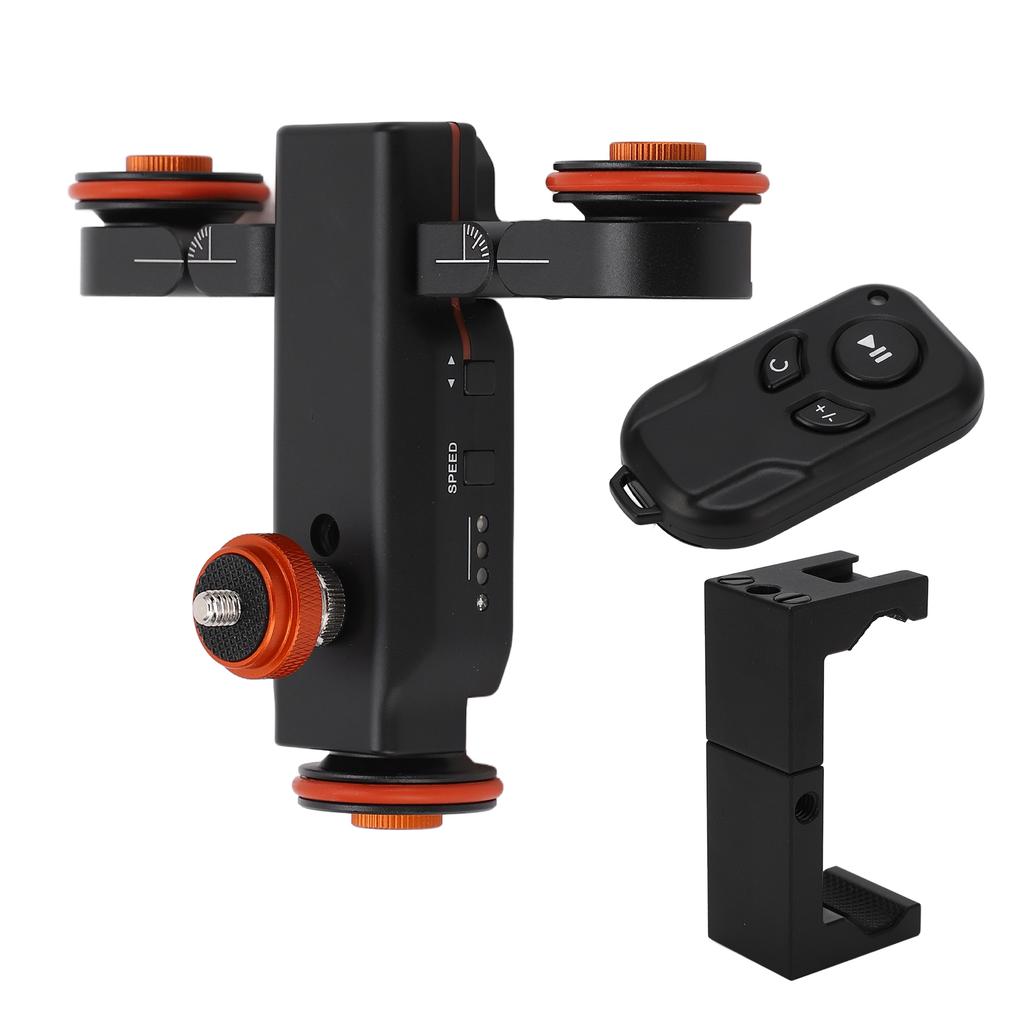 YELANGU Carrello Elettrico Motorizzato per Fotocamera Binario Elettrico Slider per Binario 3 Velocità con Telecomando Clip per Telefono