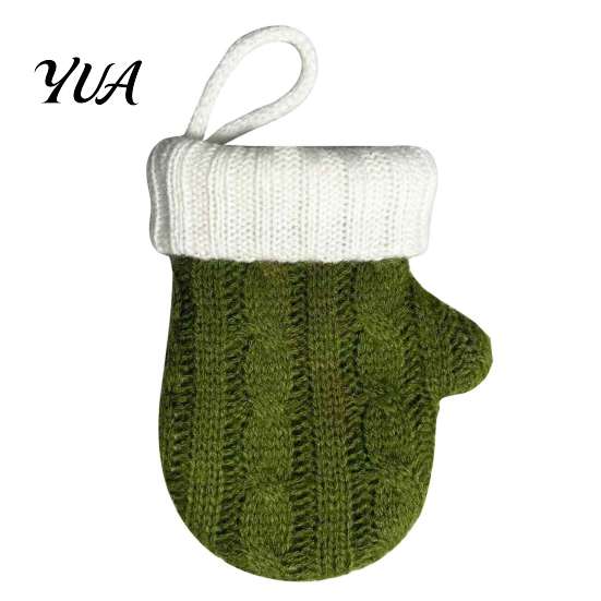 Knitted Hanging Decoration Mini Christmas Mitten Ornaments, Xmas Glove Decor, Festive Tableware Flatware Party Supplies Holders, Knit Pendants