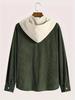 Men's Color-Block Corduroy Hooded Jacket - Warm and Thickened Design