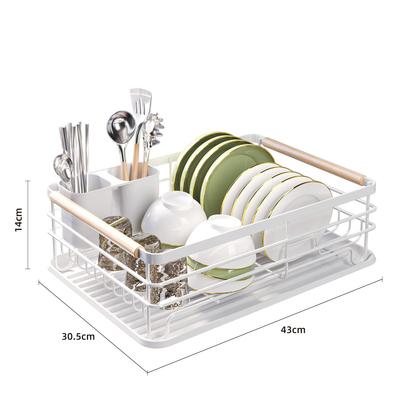 Escurridor de platos de cocina de un nivel organizador de vajilla estante de almacenamiento blanco