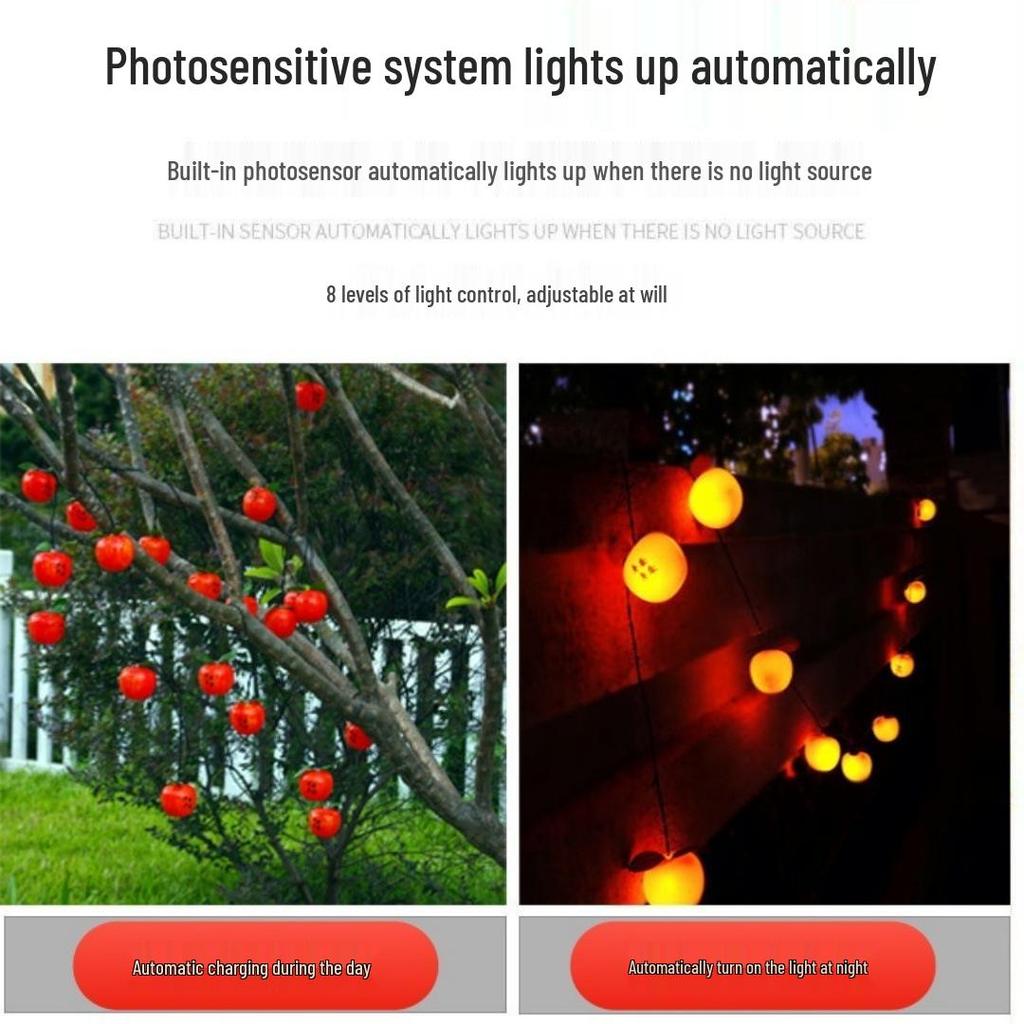 Waterproof Solar Fruit String Lights: Apple & Orange Harvest Festival Decoration
