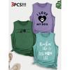 Dog Lover Paw Print Combination Gift Printed Pattern Round Neck3Pack of Sleeveless Vests for Women In Spring, Summer, and Autumn