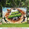 1pc 2D Flat Soccer Theme Happy Birthday Backdrop Banner Soccer Pattern Party Decor For Garden Patio Outdoor Indoor Party Celebration Decor