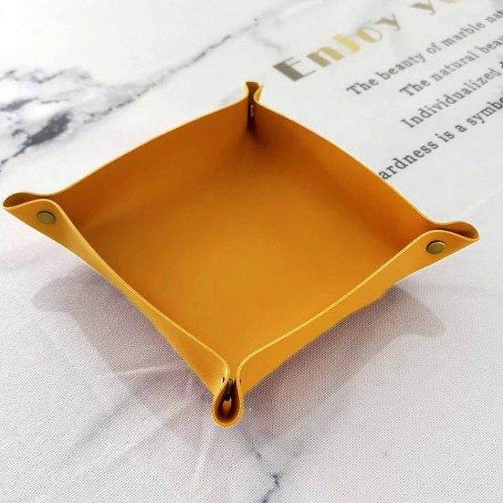 Tăvi de depozitare pliabile elegante, anti-alunecare din piele artificială, anti-zgârieturi, bronzare, organizator pentru desktop