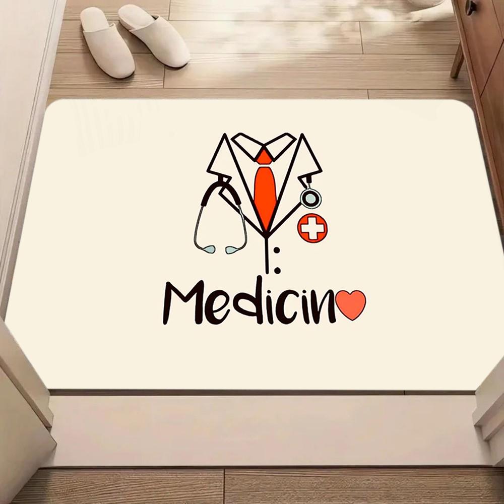 Dental Theme Pattern Door Mat Tooth Designs Smoke Technological Robotic Elements Dental Clinic Door Mat Dental Clinic Door Mat