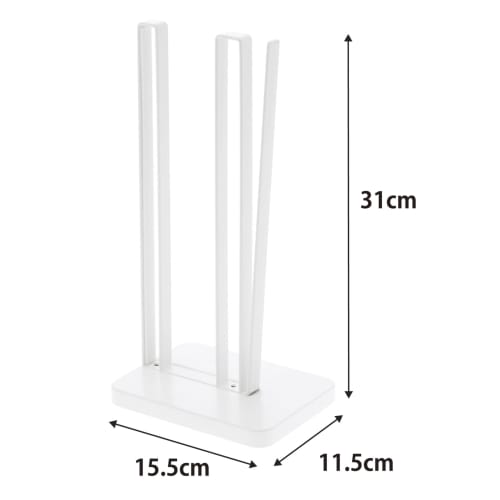 Yamazaki Kitchen Paper Holder, One-Hand Tear, White, Approx. W15.5 x D11.5 x H31cm, Plate, Fits Large Rolls, 3260