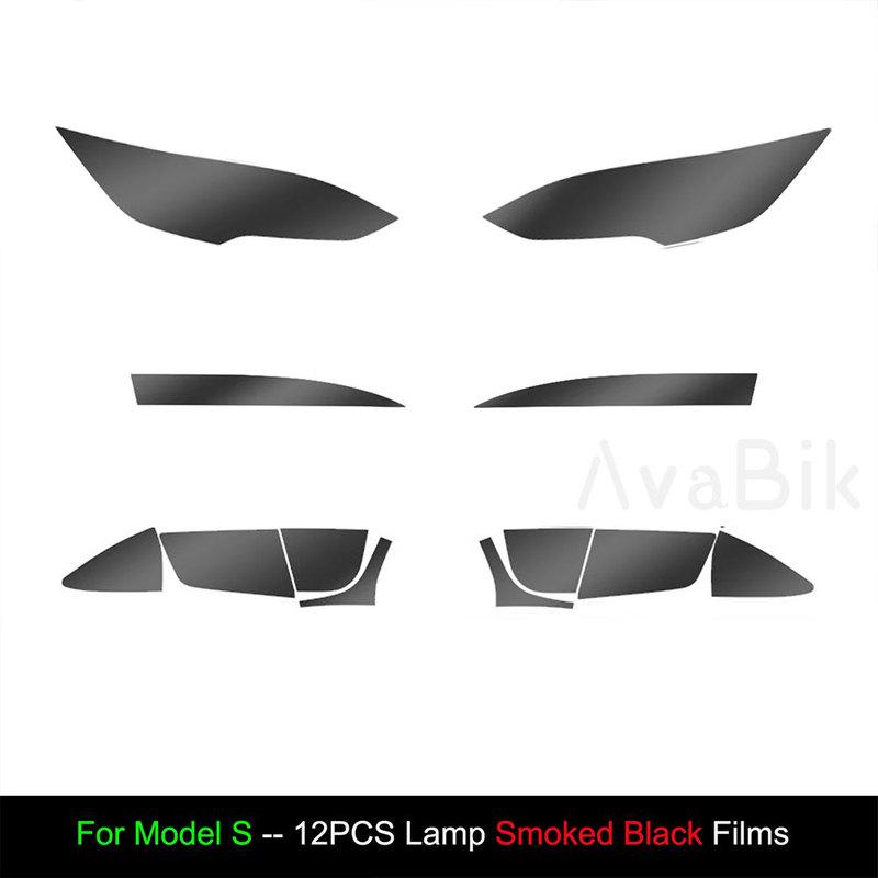 TPU Blackened Headlight Taillight Foglight Protective Film for Tesla Model X  For Model S 2024 Black Color Changing Films