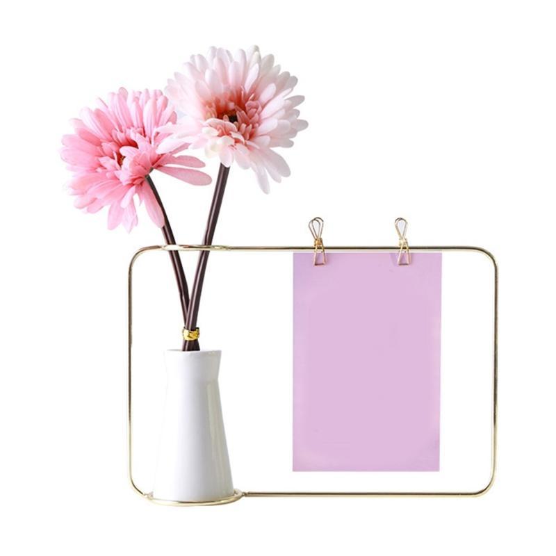 Nordic Wrought Iron Bracket Photo Frame for Creative Flower Vase Decor Golden/Bl золотой