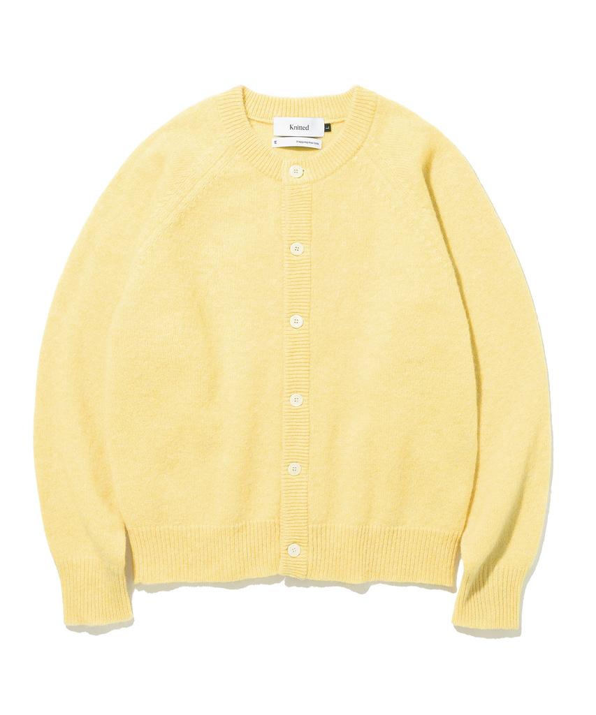 Knitted Shaggy Dog 100% Wool Round Cardigan Yellow