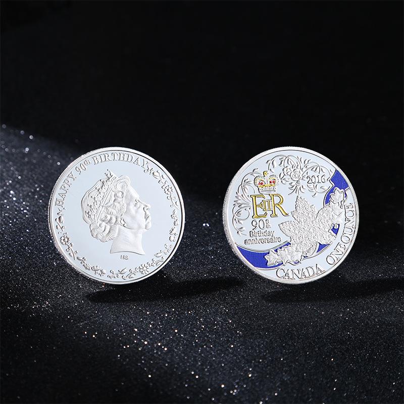 

Queen s 90th Anniversary Commemorative Coin, Canadian Maple Leaf Gold and Silver Coins, Birthday Commemorative Coin