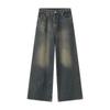 Men's Denim Pants Old Blue Washed Male Jeans Straight Casual Menwear Loose Wide Leg Trousers New Fashion